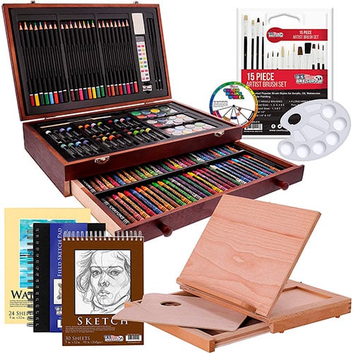 US Art Supply 163 Piece-Premium Mega Wood Box Art